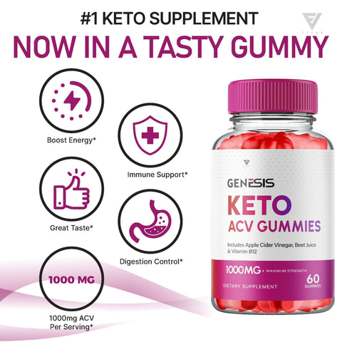Genesis Keto ACV Gummies - Apple Cider Vinegar, Beet Juice, and Vitamin B12