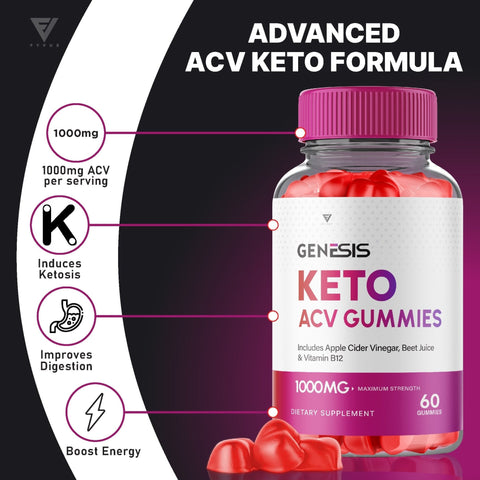 Genesis Keto ACV Gummies - Apple Cider Vinegar, Beet Juice, and Vitamin B12