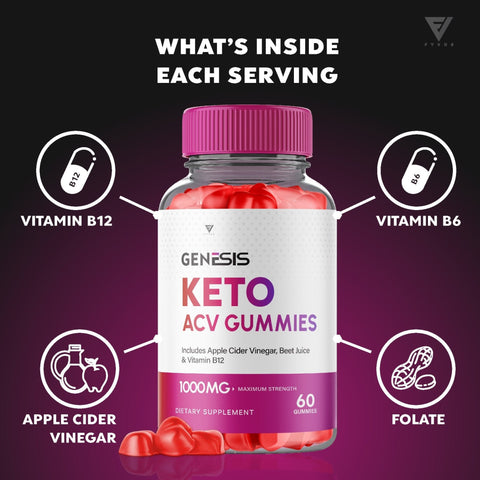 Genesis Keto ACV Gummies - Apple Cider Vinegar, Beet Juice, and Vitamin B12